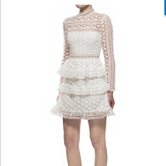 Self-Portrait Dresses & Skirts - Self portrait white star lace long sleeve dress